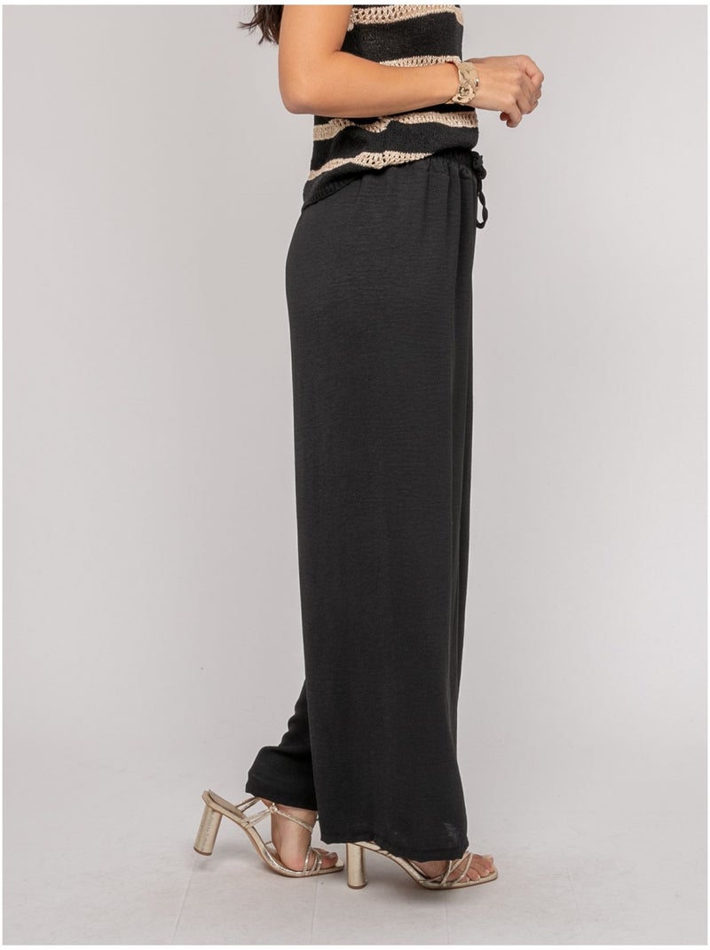 Pantalon fluide ERELL Noir - Kiabi