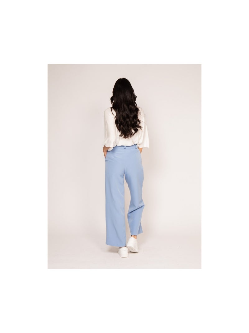 Pantalon fluide EVAN Bleu ciel - Kiabi