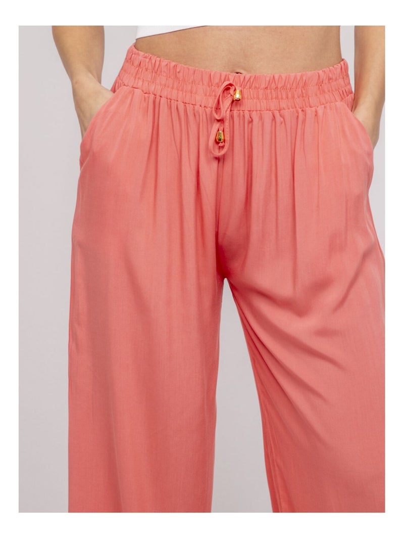 Pantalon fluide EVELYNE Orange corail - Kiabi