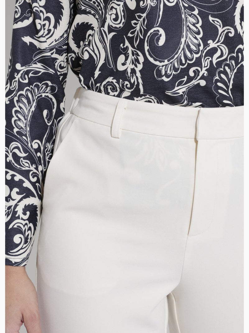 Pantalon fluide femme taille élastiquée - afibel Ivoire - Kiabi