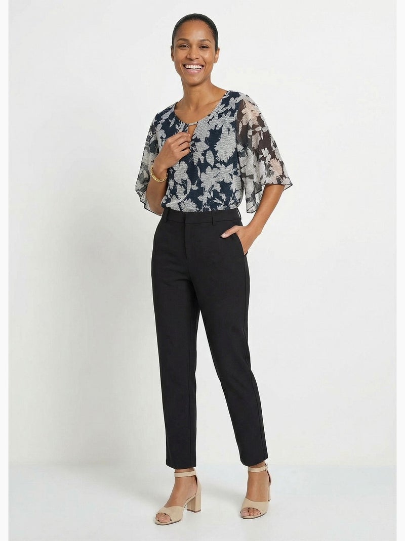 Pantalon fluide femme taille élastiquée - afibel Noir - Kiabi