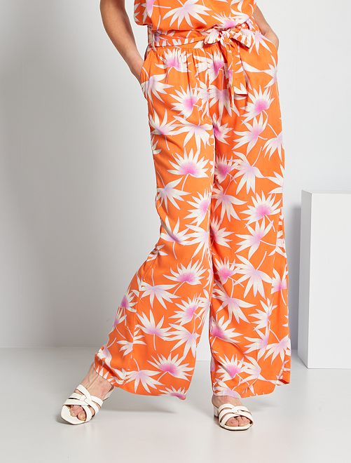 Pantalon fluide fleuri                             orange 
