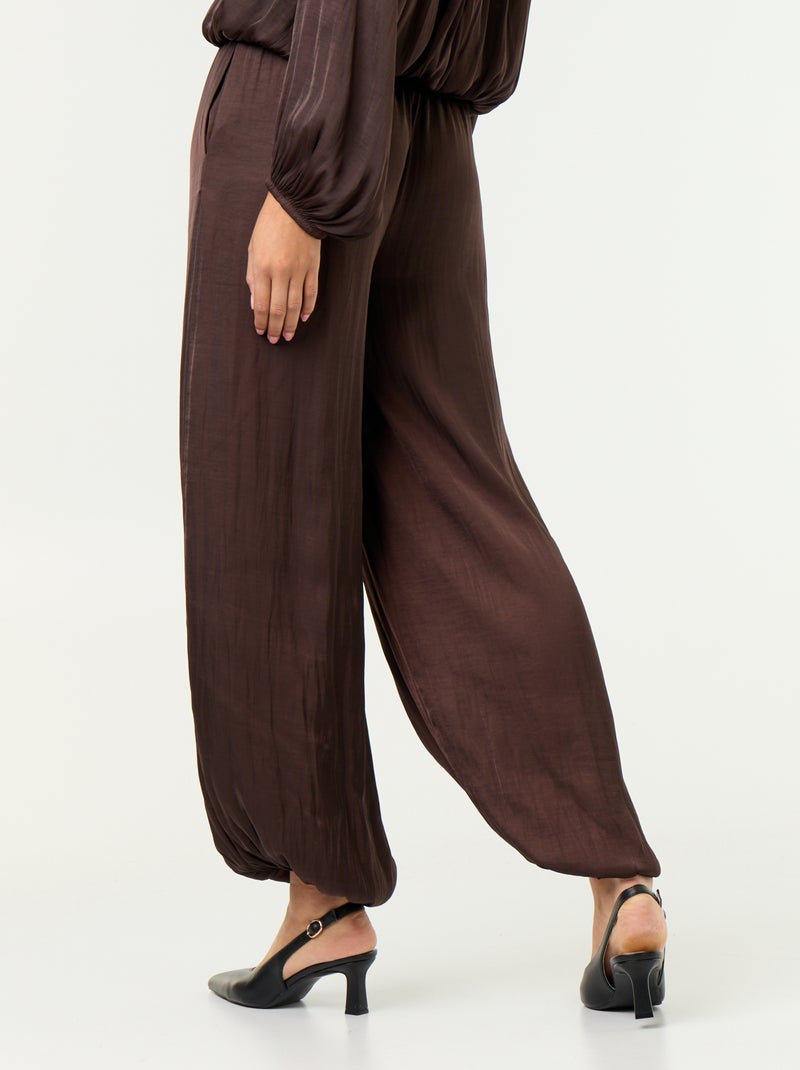 Pantalon fluide forme balloon Marron - Kiabi