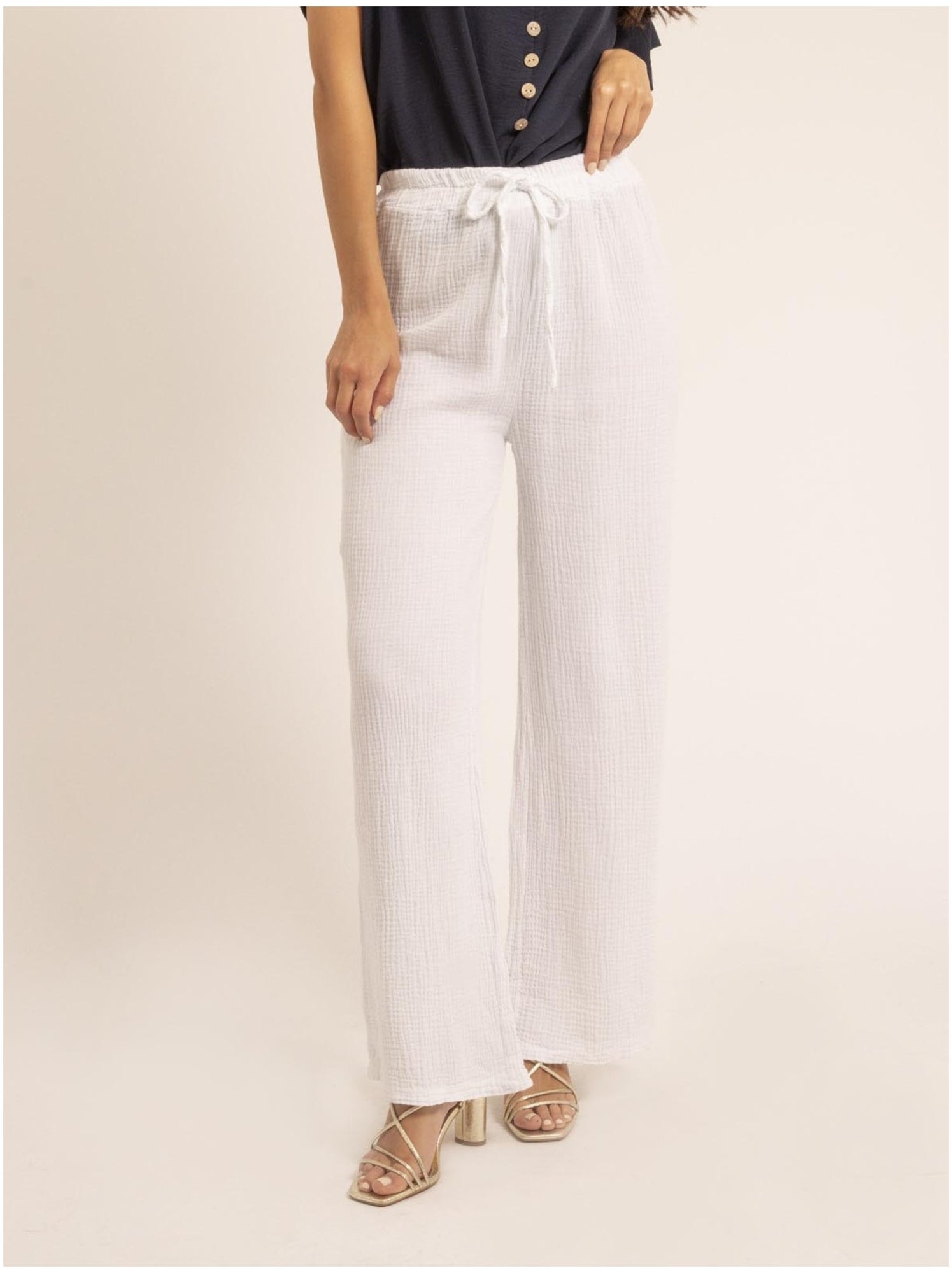 pantalon blanc gaze de coton