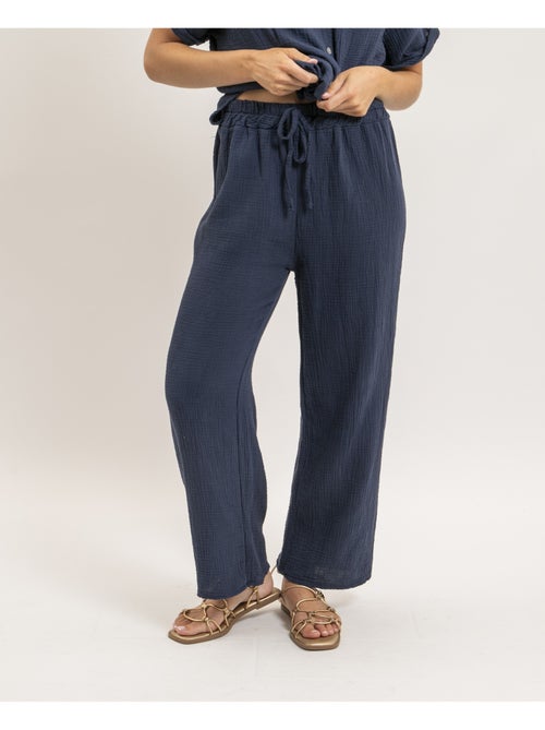 Pantalon fluide gaze de coton EBERTINE - Kiabi