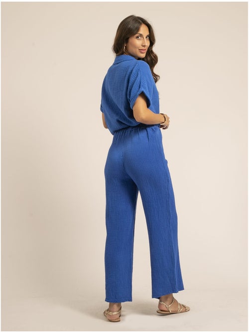 Pantalon fluide gaze de coton EBERTINE - Kiabi