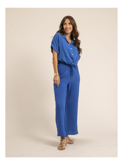 Pantalon fluide gaze de coton EBERTINE - Kiabi