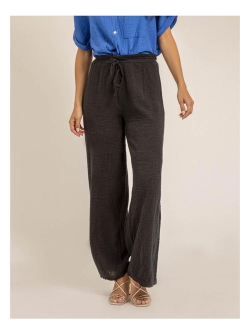 Pantalon fluide gaze de coton EBERTINE - Kiabi