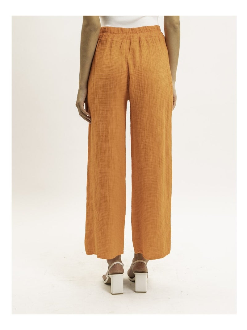 Pantalon fluide gaze de coton EBERTINE Orange - Kiabi