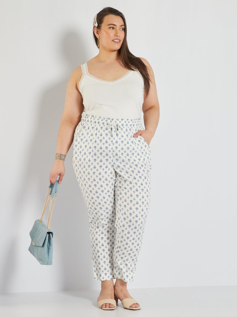 Pantalon fluide imprimé Blanc - Kiabi
