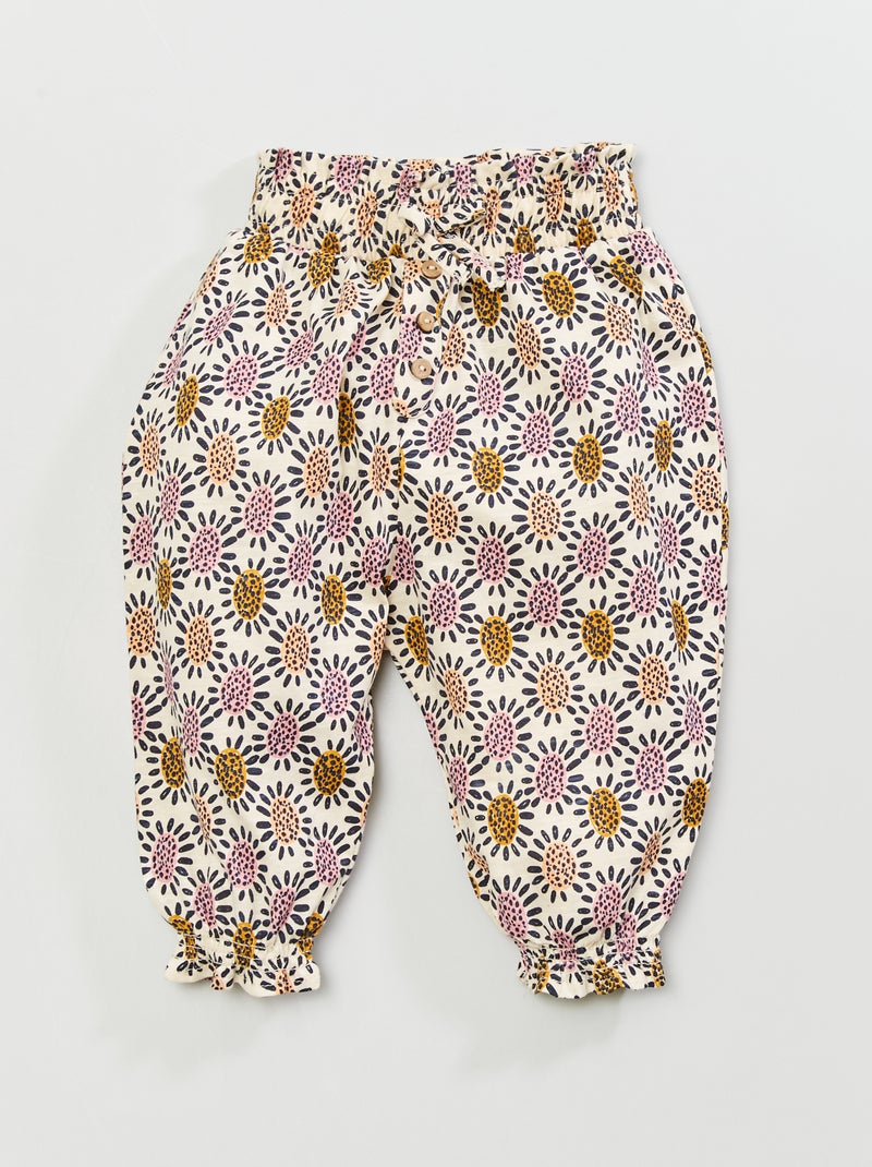 Pantalon fluide imprimé Blanc - Kiabi