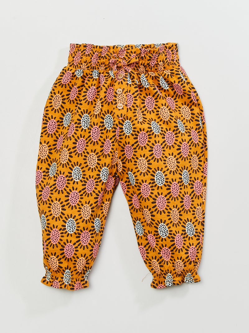Pantalon fluide imprimé Jaune - Kiabi
