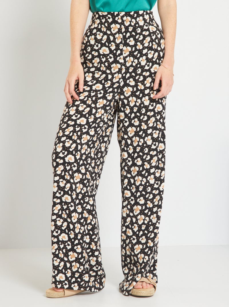 Pantalon fluide imprimé 'léopard' Noir léopard - Kiabi