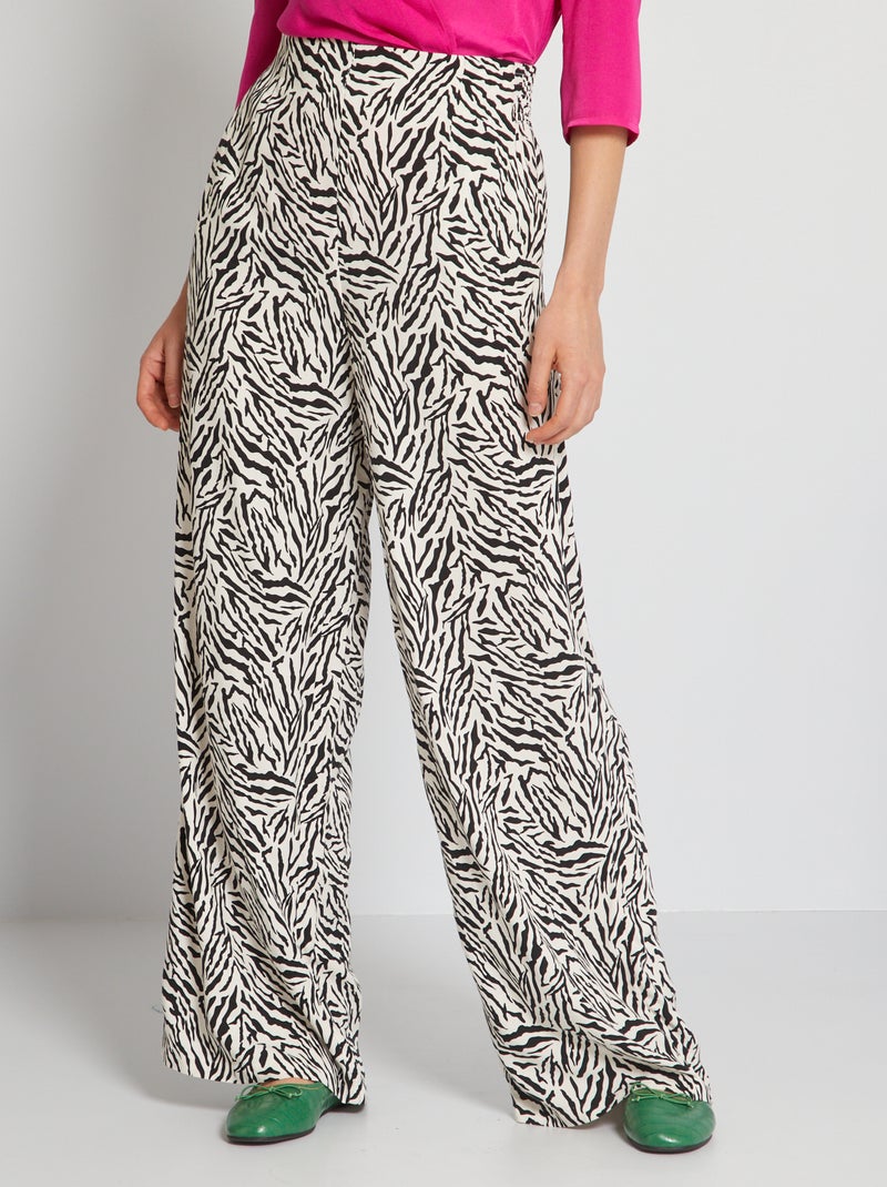 Pantalon fluide imprimé 'zèbre' Blanc zèbre - Kiabi