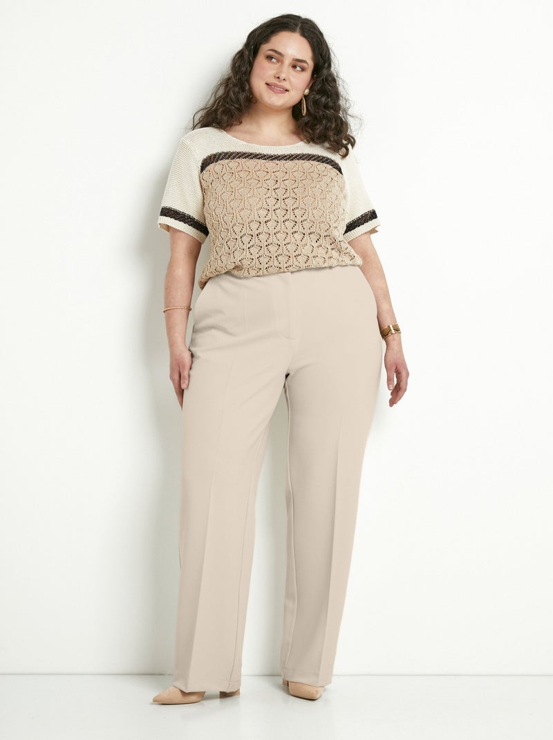 Pantalon fluide large - Afibel Beige - Kiabi