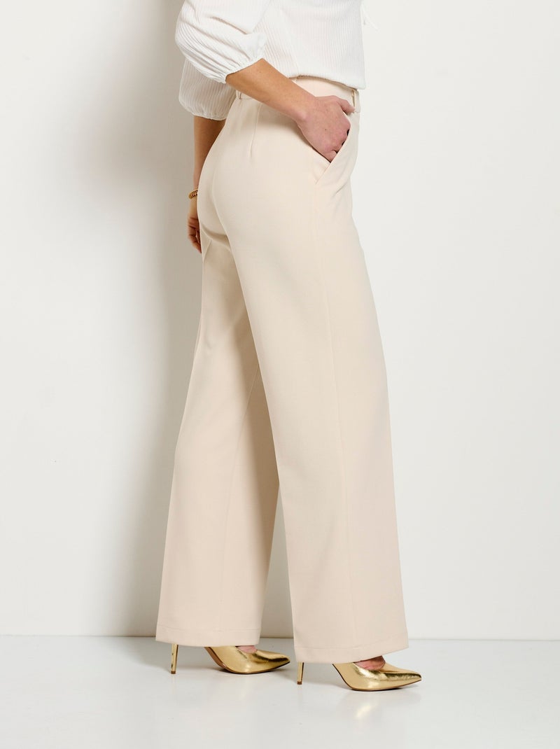 Pantalon fluide large Beige - Kiabi