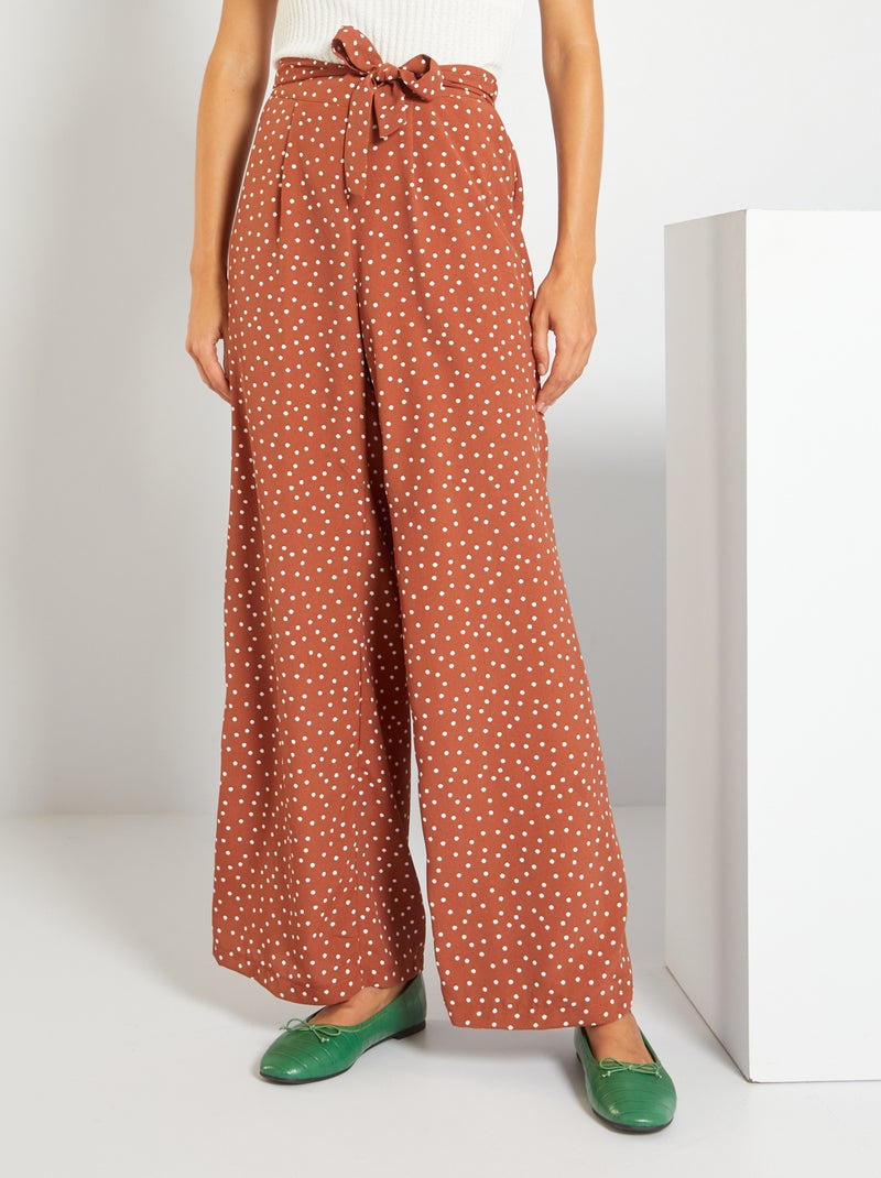 Pantalon fluide large 'léopard' Marron - Kiabi