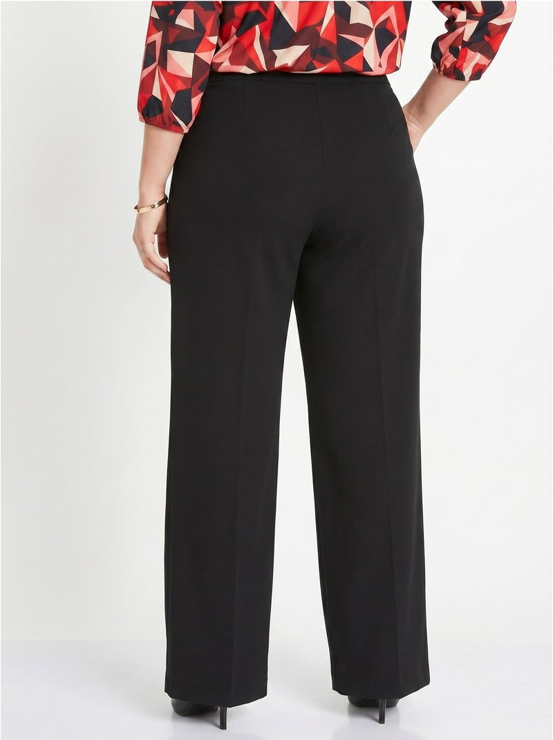 Pantalon fluide large maille stretch unie - Afibel Noir - Kiabi