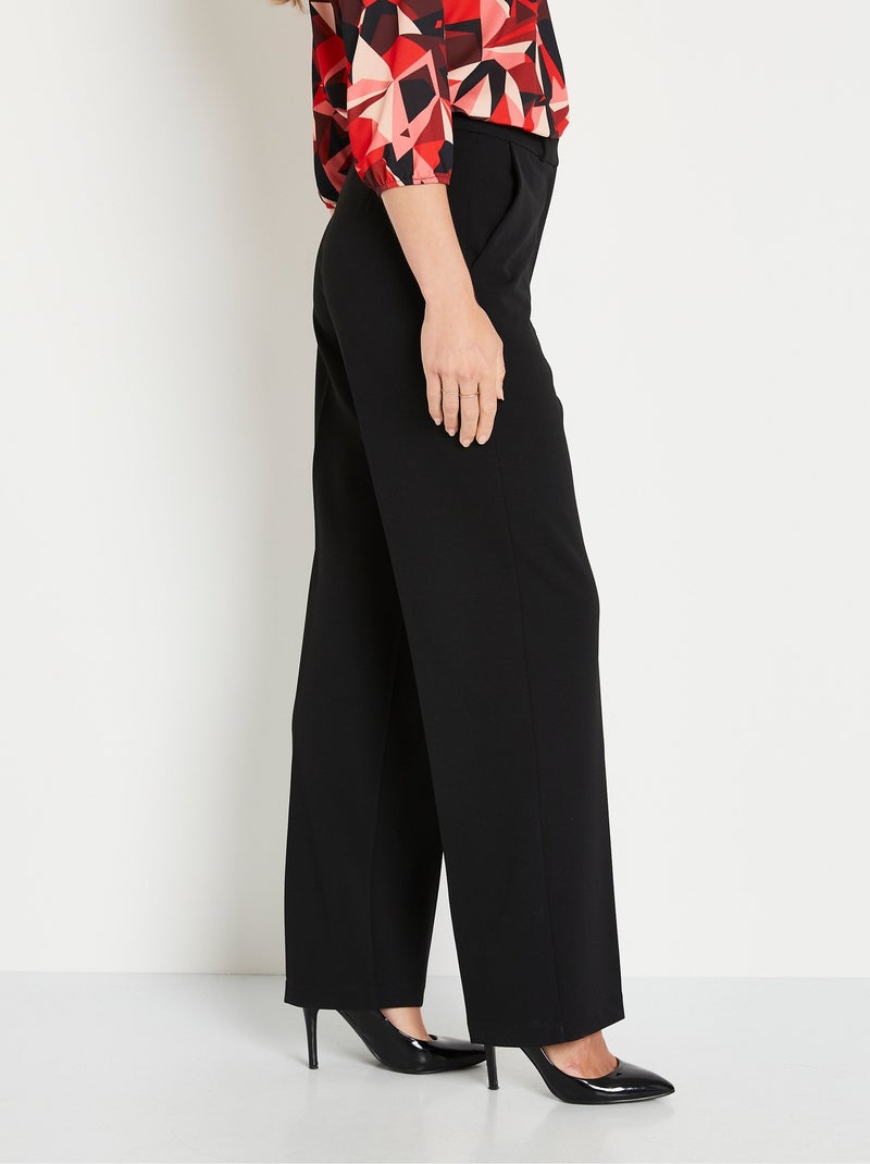 Pantalon fluide large maille stretch unie - Afibel Noir - Kiabi