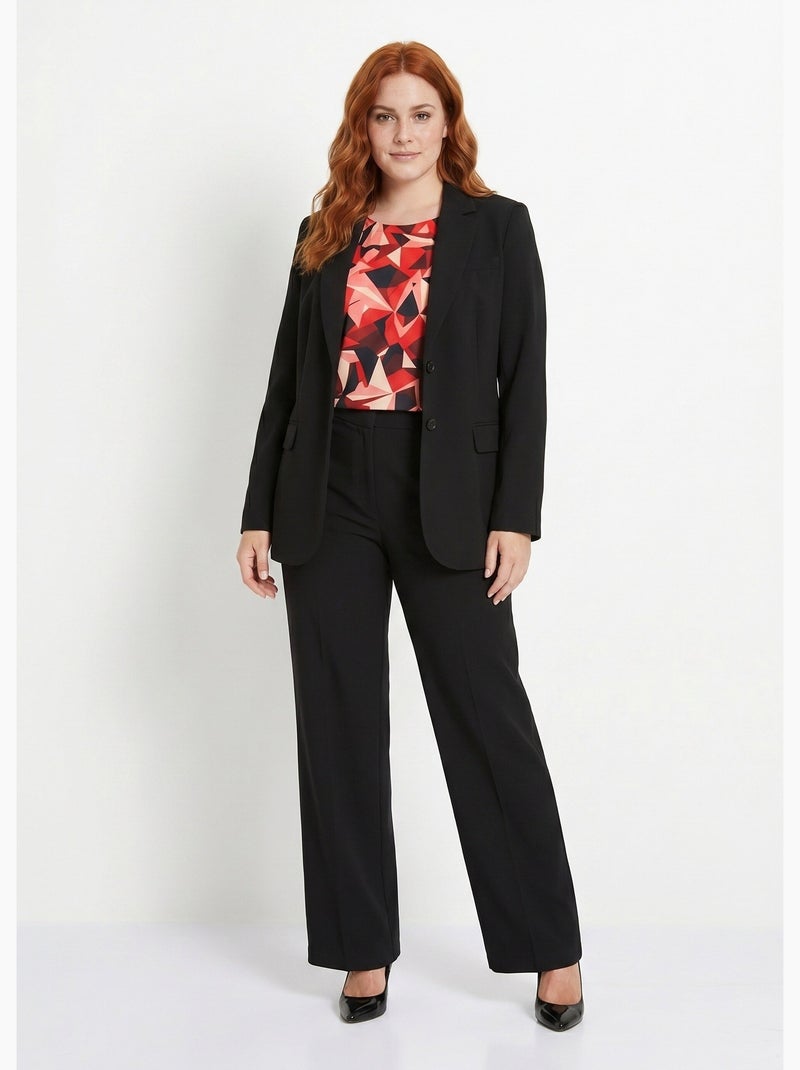 Pantalon fluide large maille stretch unie - Afibel Noir - Kiabi