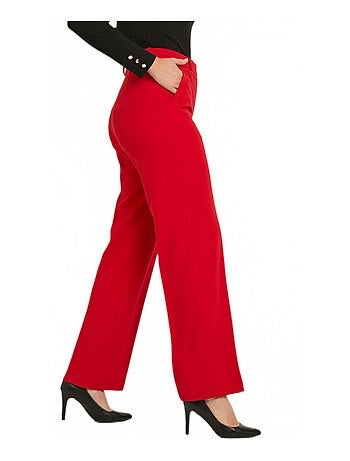 Pantalon fluide large maille stretch unie - Afibel
