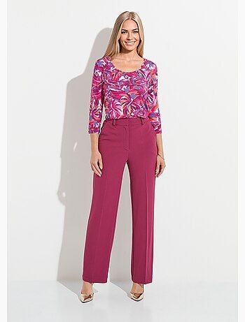 Pantalon fluide large maille stretch unie - Afibel