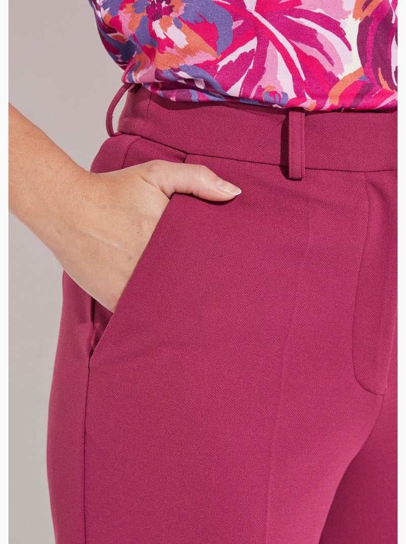 Pantalon fluide large maille stretch unie - Afibel Violet - Kiabi