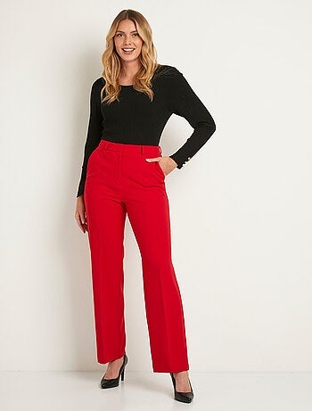 Pantalon fluide large maille stretch unie
