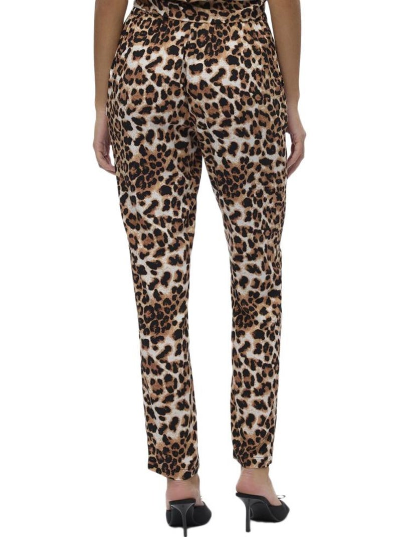 Pantalon fluide Léopard Femme Vero Moda Marron cappuccino - Kiabi