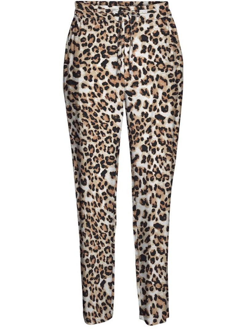 Pantalon fluide Léopard Femme Vero Moda Marron cappuccino - Kiabi