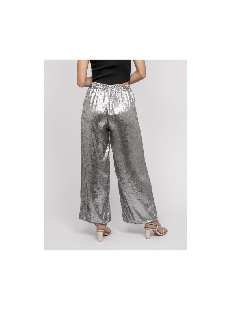 Pantalon fluide métallisé EDWINA Kaki - Kiabi