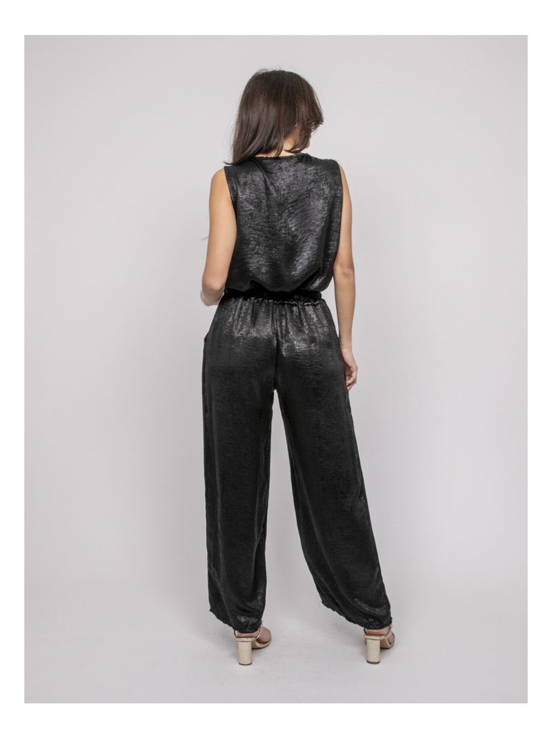 Pantalon fluide métallisé EDWINA Noir - Kiabi