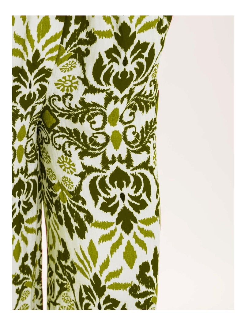 Pantalon fluide motifs avec ceinture etobia Kaki - Kiabi