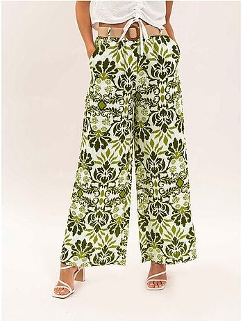 Pantalon fluide motifs ceinture etobia