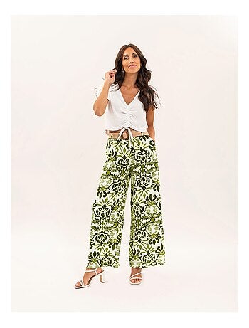 Pantalon fluide motifs ceinture etobia
