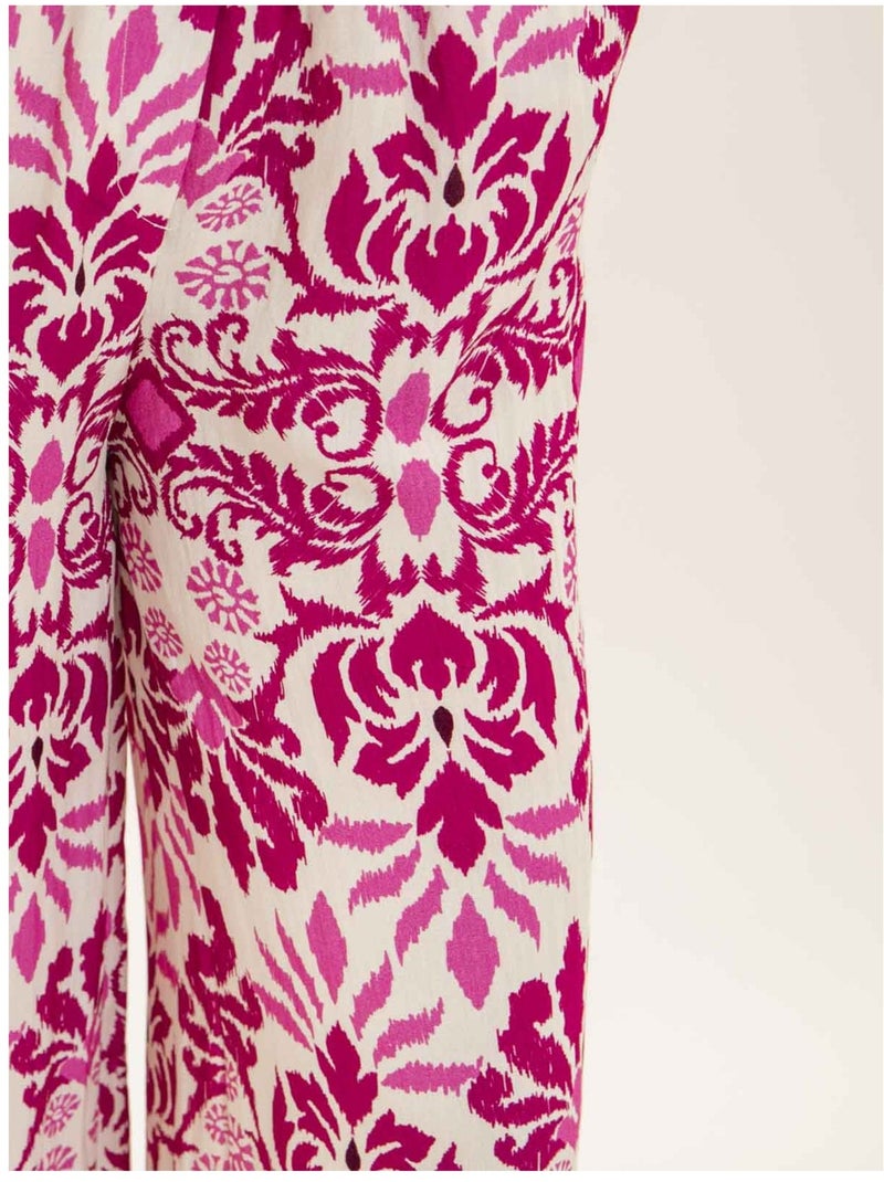 Pantalon fluide motifs ceinture etobia Rose fushia - Kiabi