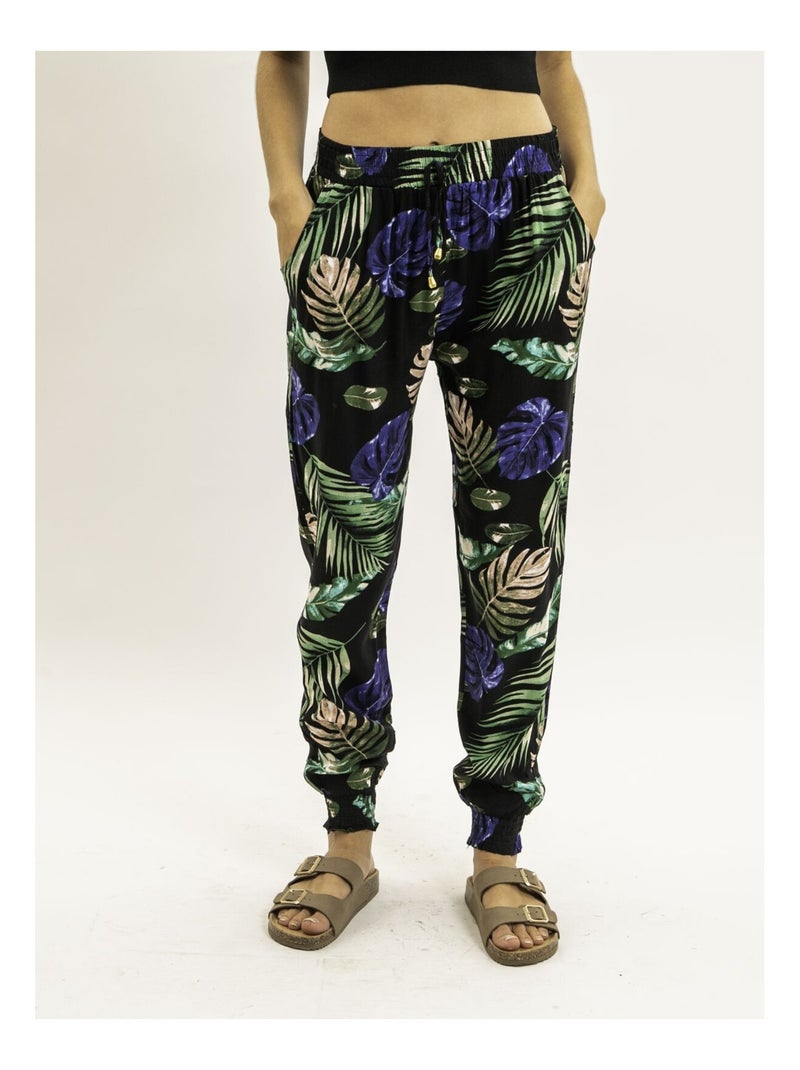 Pantalon fluide motifs EDINE Noir - Kiabi
