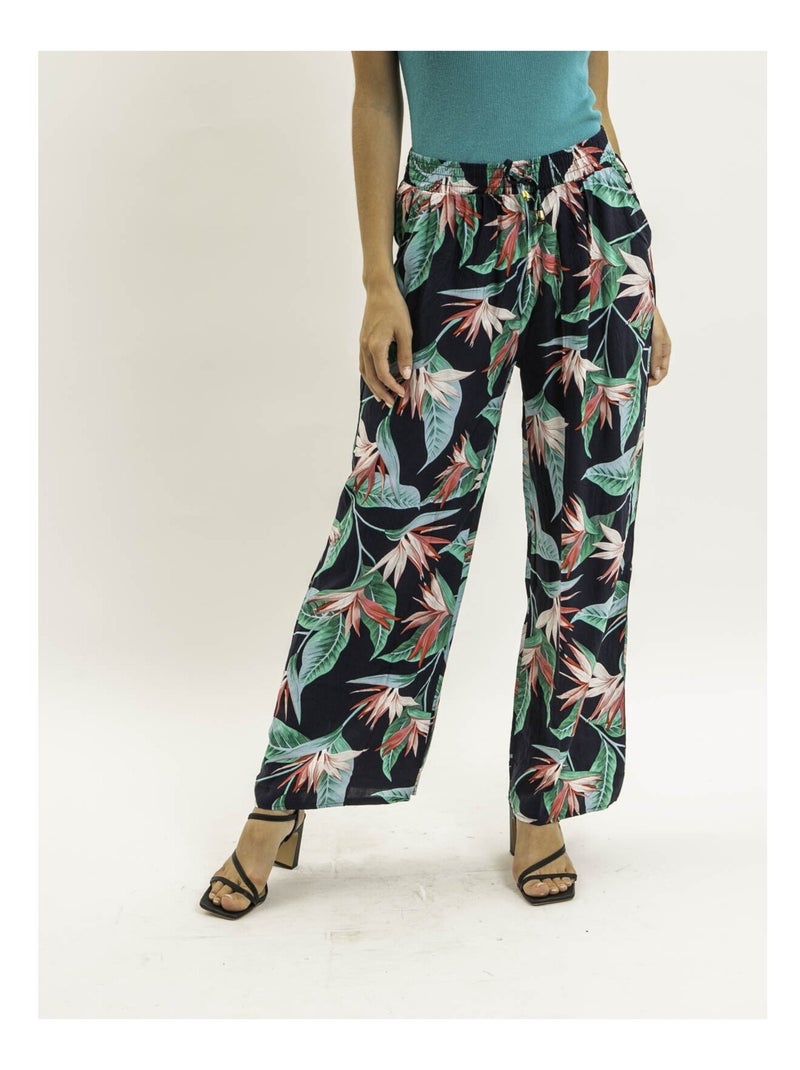 Pantalon fluide motifs EKOVIE Noir - Kiabi