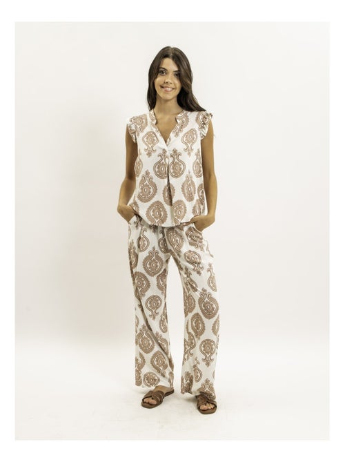 Pantalon fluide motifs EMILINE - Kiabi