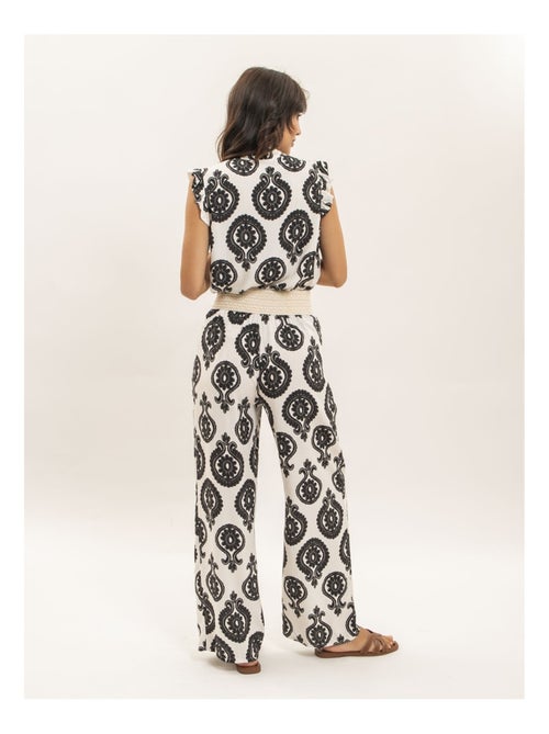 Pantalon fluide motifs EMILINE - Kiabi