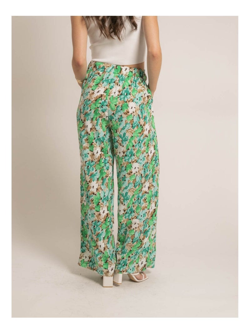 Pantalon fluide motifs ENISTA Vert - Kiabi