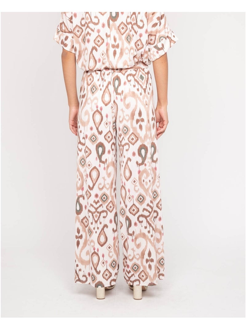 Pantalon fluide motifs ENOLIA Beige - Kiabi