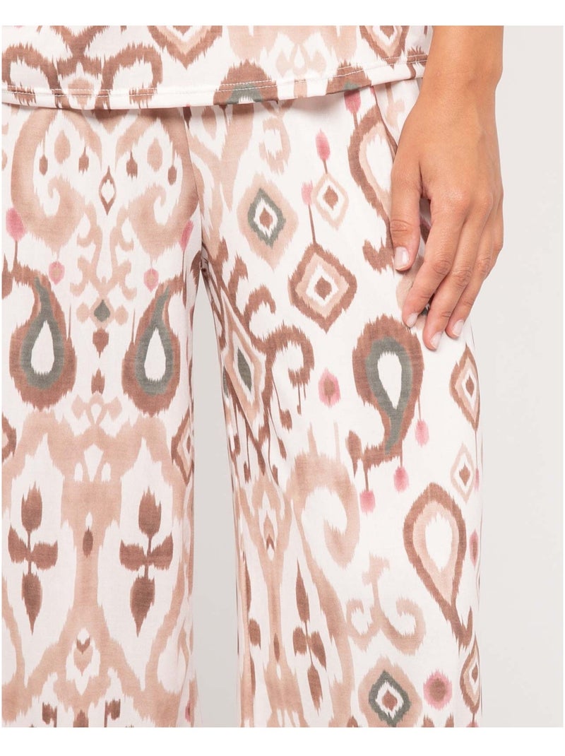 Pantalon fluide motifs ENOLIA Beige - Kiabi