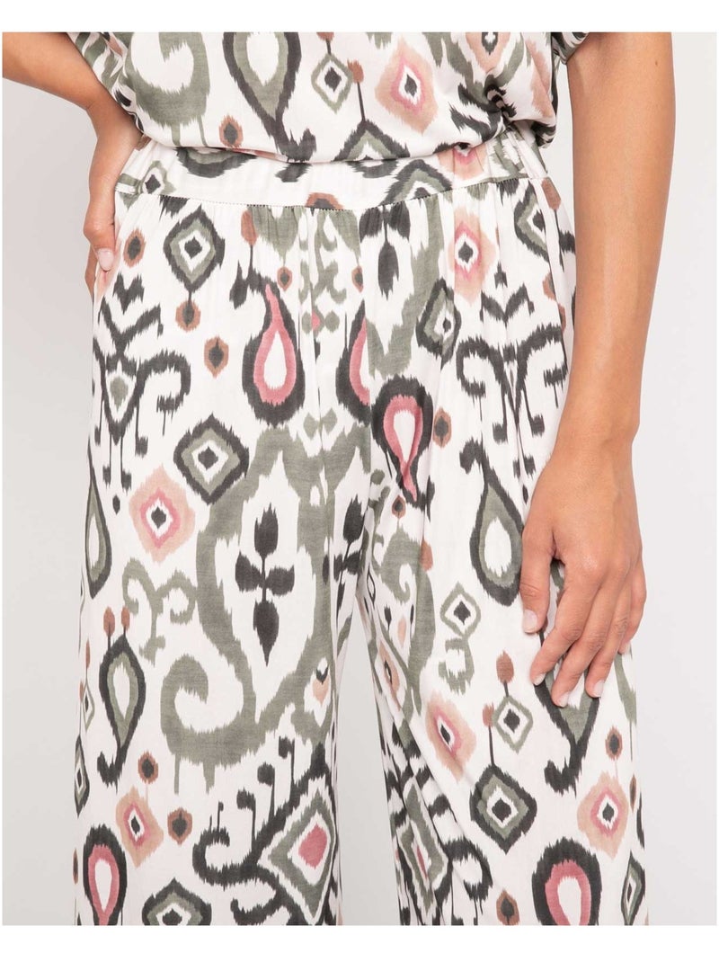 Pantalon fluide motifs ENOLIA Kaki - Kiabi