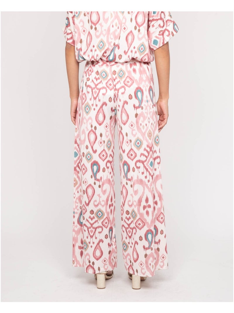 Pantalon fluide motifs ENOLIA Rose - Kiabi