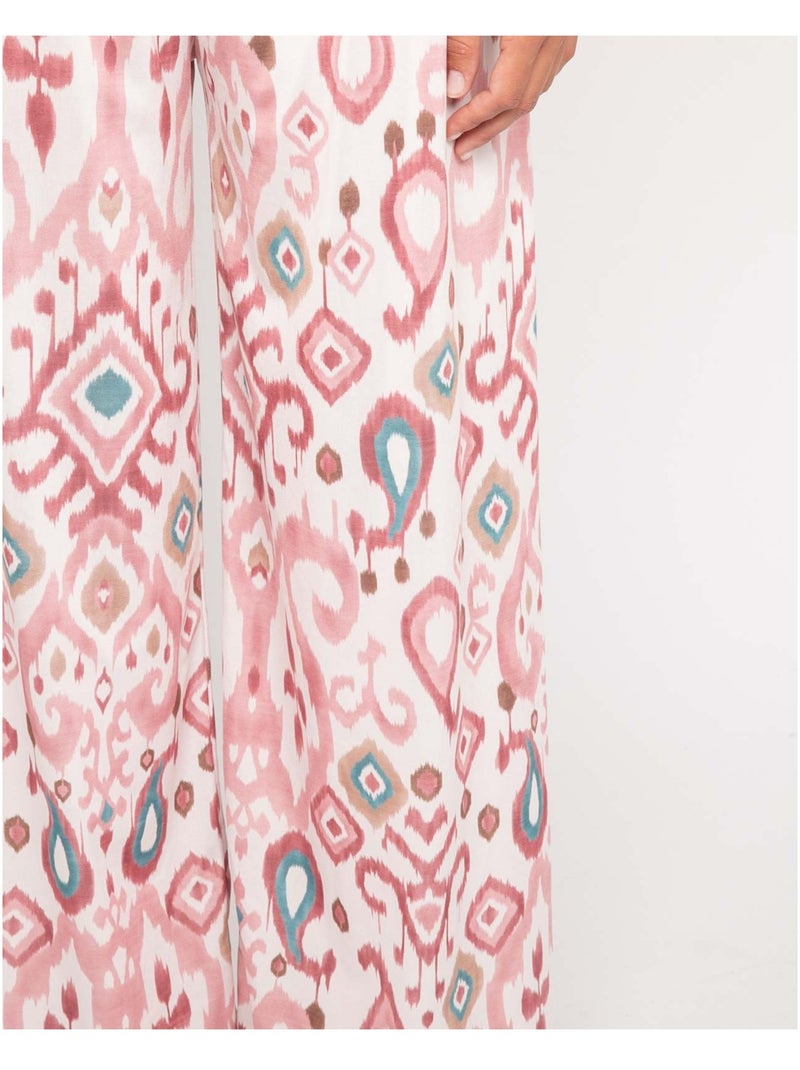 Pantalon fluide motifs ENOLIA Rose - Kiabi