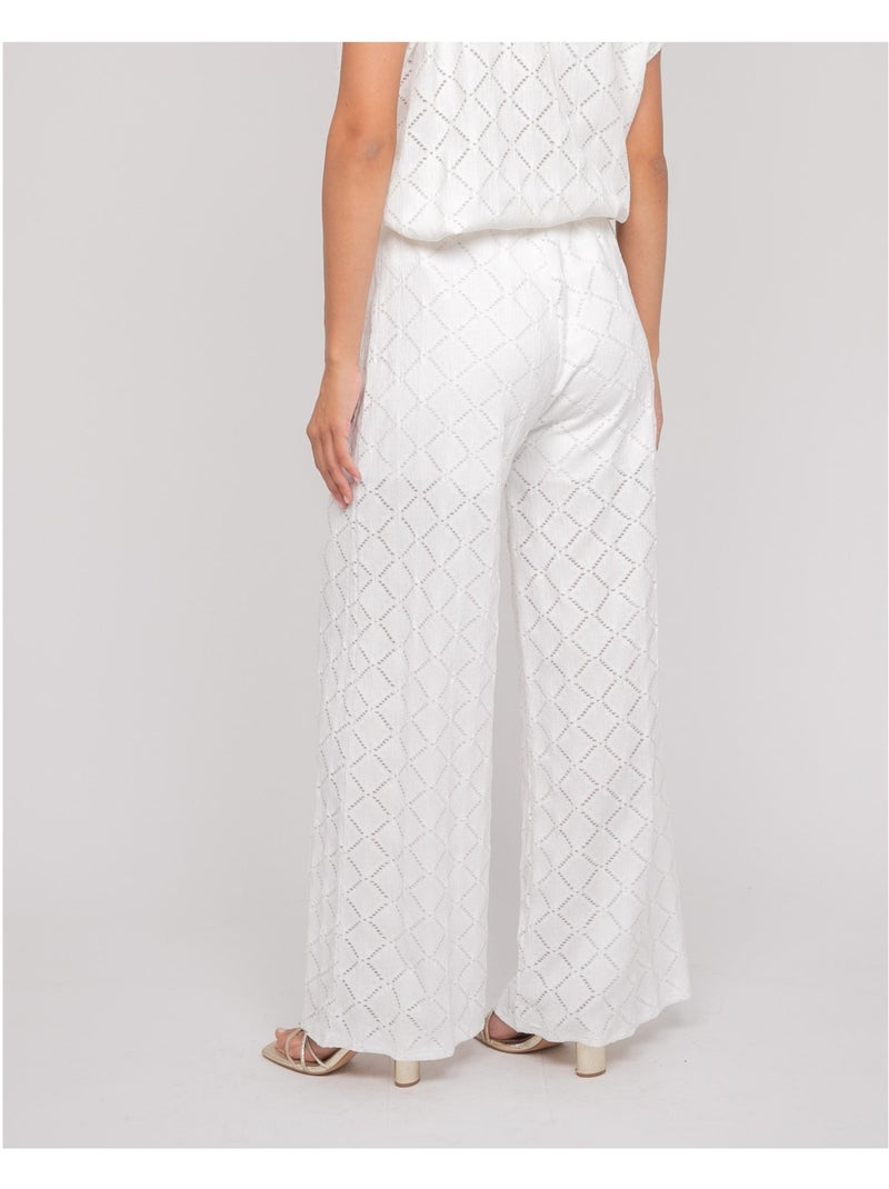 Pantalon fluide motifs ESUNA Blanc - Kiabi
