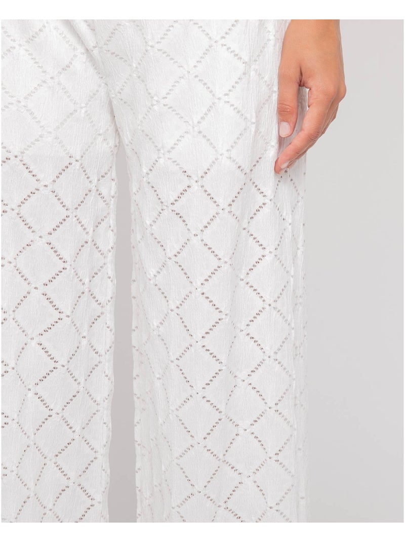Pantalon fluide motifs ESUNA Blanc - Kiabi