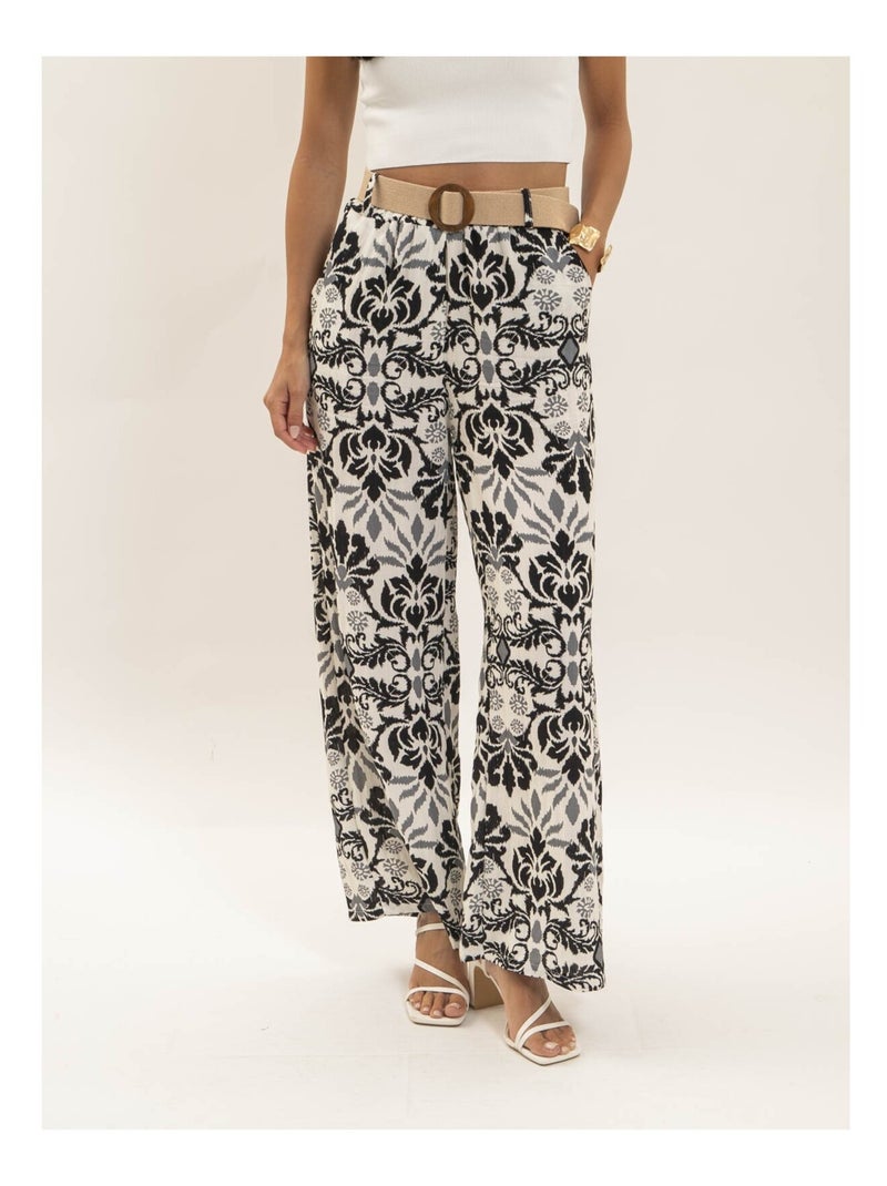 Pantalon fluide motifs ETOBIA Noir - Kiabi