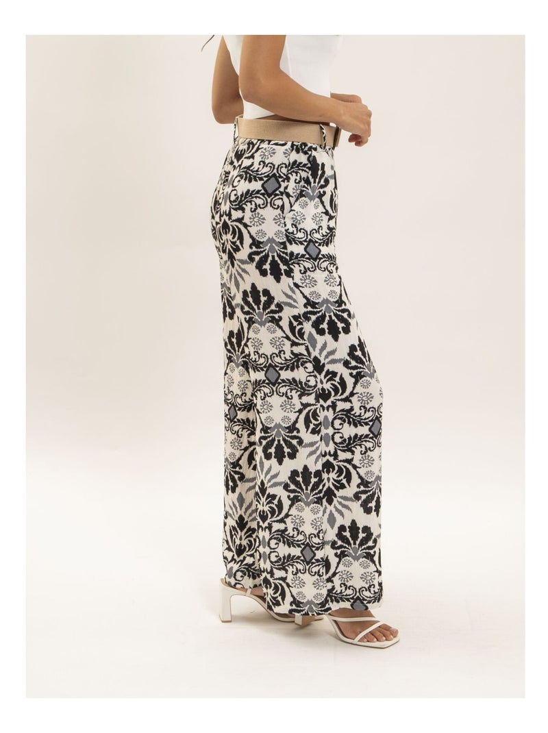 Pantalon fluide motifs ETOBIA Noir - Kiabi